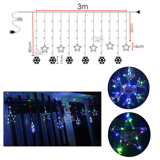 Luces De Navidad Copos y Estrellas USB