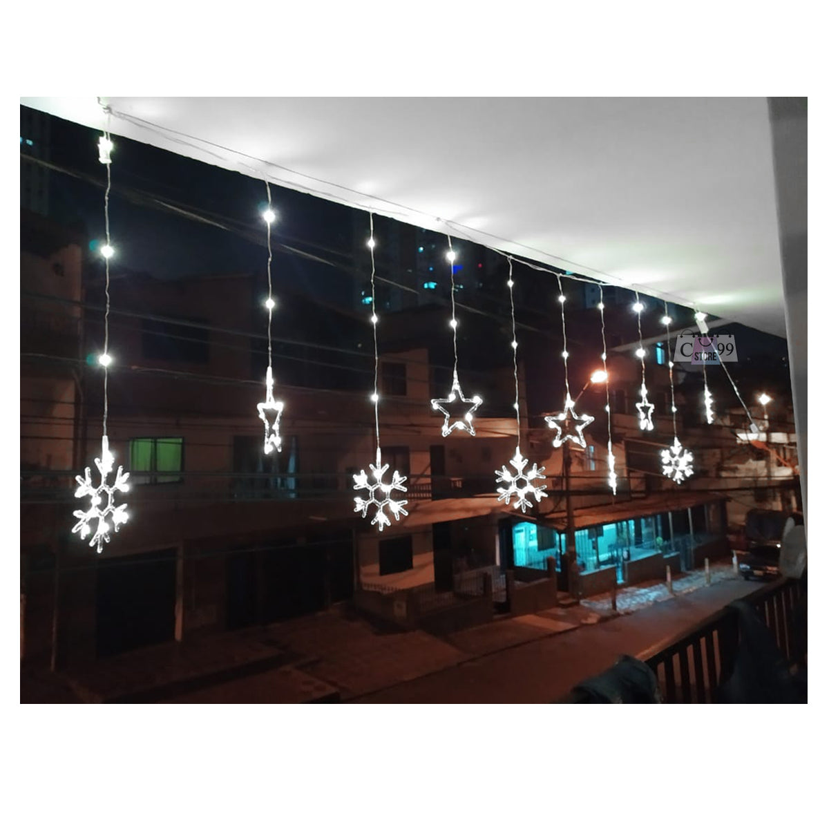 Luces De Navidad Copos y Estrellas USB