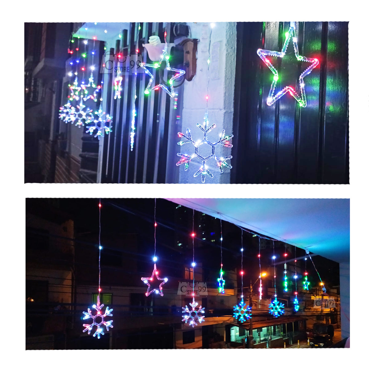 Luces De Navidad Copos y Estrellas USB