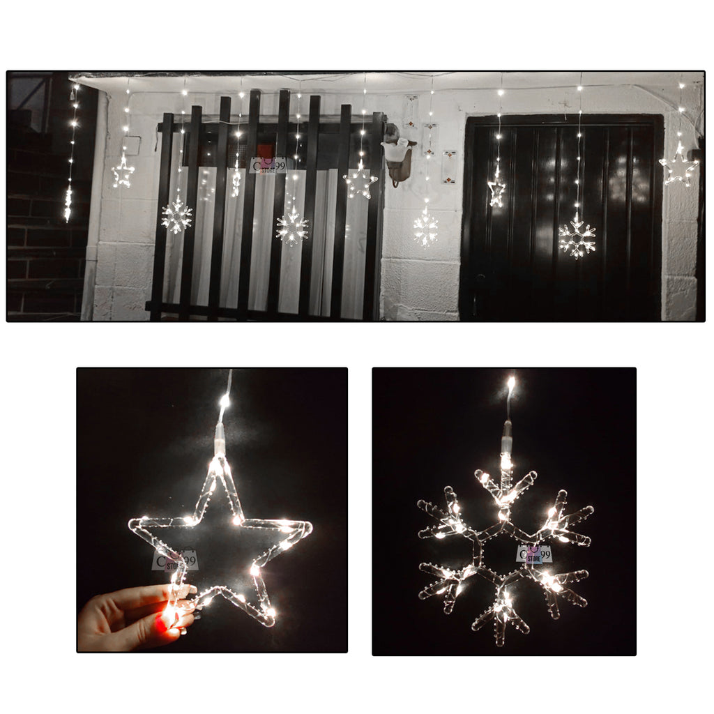Luces De Navidad Copos y Estrellas USB